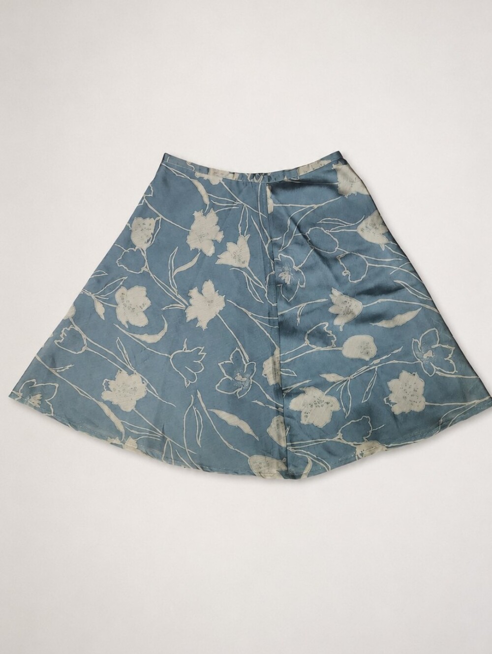 Vintage 90s Ann Taylor Blue Floral Button Front Skirt Size 12 - Picture 2 of 14